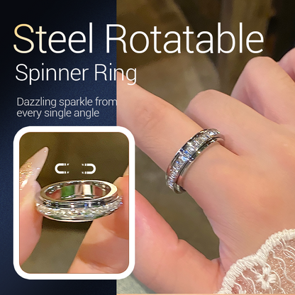 💍New Arrivals 50% OFF💥Titanium Steel Rotatable Spinner Ring with Zirconia – Sparkling Fidget Anxiety Relief Band, Stackable Daily Wear Wedding Promise Ring for Men Women