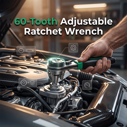 📢📢50% OFF !!!⏰60-Tooth Adjustable Ratchet Wrench