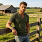 📢📢50% OFF !!!⏰Men's Spring Textured Dual-Color Striped V-Neck Tee 👕 Bold Stripes, Deep V – A Modern Athletic Fit for Training & Beyond ✨
