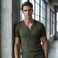 📢📢50% OFF !!!⏰Men's Spring Textured Dual-Color Striped V-Neck Tee 👕 Bold Stripes, Deep V – A Modern Athletic Fit for Training & Beyond ✨
