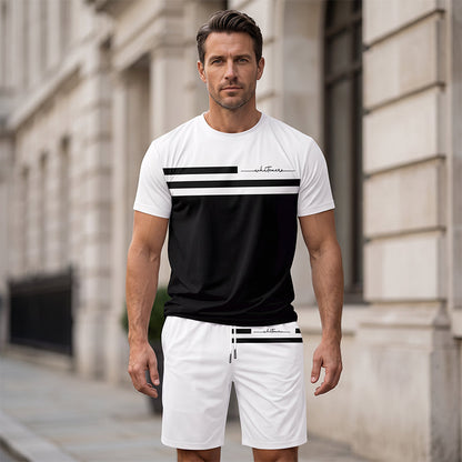 ⏳🔥LIMITED-TIME 50% OFF! ⏰Men's Casual Short Sleeve T-Shirt & Drawstring Shorts Set