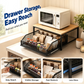 🍳 50% OFF NOW! 🗄️ 2-Tier Kitchen Microwave Stand with Slide-Out Drawer – Heavy-Duty Countertop Shelf, Space-Saving & Easy Access ✨