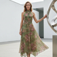 🎁New Arrivals 55% OFF💥Elegant Floral Print Halter Neck Maxi Dress