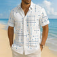 👔LIMITED-TIME 50% OFF!  📐Men’s Geometric Print Relaxed‑Fit Button‑Down Shirt