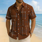 👔LIMITED-TIME 50% OFF!  📐Men’s Geometric Print Relaxed‑Fit Button‑Down Shirt