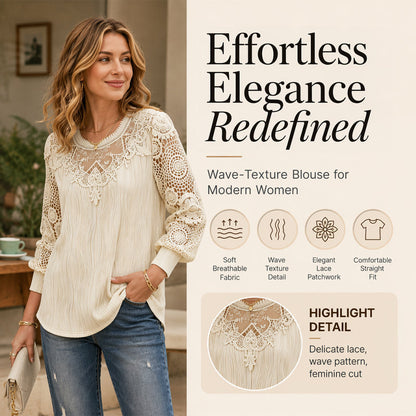 🎁New Arrivals 50% OFF💥Women's Elegant Lace Patchwork Top – Feminine Detail & Effortless Everyday Style🤍