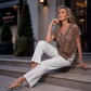 💃New Arrivals 57% OFF💞Women's T-shirt with leopard pattern, loose fit, V-neck