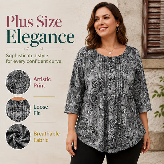 🎁New Arrivals 57% OFF💥Women's Plus Size Paisley Print Blouse