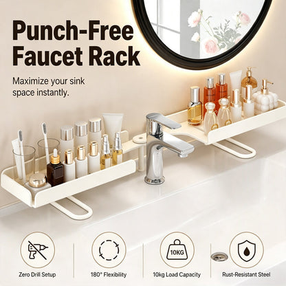 🥳2026 HOT SALE🥳💞50% OFF!✨ 💝Steel Folding Storage Rack—A storage rack that requires no drilling and can be mounted above a faucet, featuring adjustable brackets for smooth drainage and easy cleaning with a damp cloth