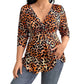 🎁New Arrivals 60% OFF💥Women's Plus Size Leopard Print V-Neck Top