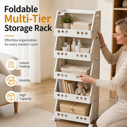 🎁New Arrivals 50% OFF💥Multi-Tier Foldable Storage Organizer with Wheels