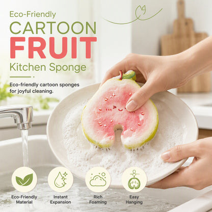 🎉BUY 1 GET 1 FREE🎁Cute Fruit‑Shaped Dishwashing Sponge | No‑Scratch Kitchen Scrubber 🍓