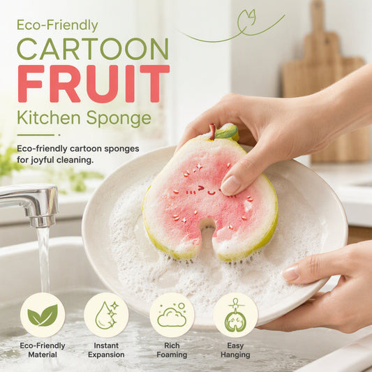 🎉BUY 1 GET 1 FREE🎁Cute Fruit‑Shaped Dishwashing Sponge | No‑Scratch Kitchen Scrubber 🍓
