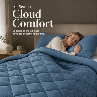 🛏️Winter Essentials - 50% OFF✨ 3-Piece Quilted Comforter Set – Soft Microfiber Duvet with Pillowcases
