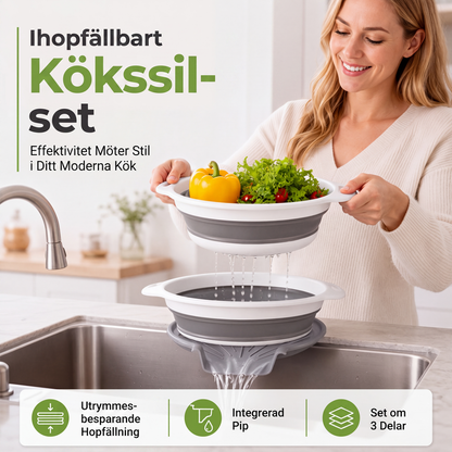 🥗 New Arrivals 55% OFF💥3-Piece Collapsible Colander Set with Draining Base – Space-Saving Kitchen Strainers for Fruits, Pasta & Vegetables