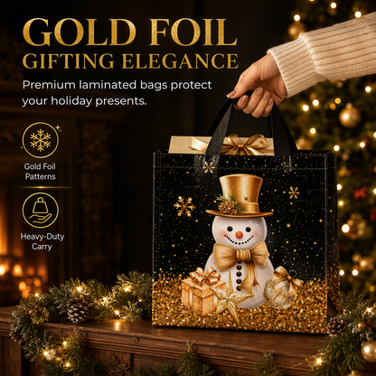 📢📢52% OFF !! ⏰Black Christmas Non Woven Gift Tote Bag Holiday Present Packaging Bag 23x22x11cm