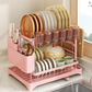 🍽️ LIMITED-TIME 53% OFF! ⏰2-Tier Dish Drying Rack with Drainboard: Large Capacity, 360° Rotating Spout, Sturdy Carbon Steel, Space-Saving Design