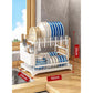 🍽️ LIMITED-TIME 53% OFF! ⏰2-Tier Dish Drying Rack with Drainboard: Large Capacity, 360° Rotating Spout, Sturdy Carbon Steel, Space-Saving Design