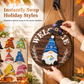 🎄LIMITED-TIME 50% OFF! 🏡Interchangeable Wooden Gnome Welcome Sign Holiday Hanging Plaque for Christmas and Halloween Wall Decor