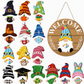 🎄LIMITED-TIME 50% OFF! 🏡Interchangeable Wooden Gnome Welcome Sign Holiday Hanging Plaque for Christmas and Halloween Wall Decor