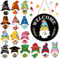 🎄LIMITED-TIME 50% OFF! 🏡Interchangeable Wooden Gnome Welcome Sign Holiday Hanging Plaque for Christmas and Halloween Wall Decor