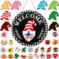 🎄LIMITED-TIME 50% OFF! 🏡Interchangeable Wooden Gnome Welcome Sign Holiday Hanging Plaque for Christmas and Halloween Wall Decor