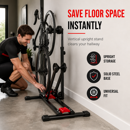Foldable Bicycle Floor Parking Stand Double Pole U Shaped Bike Display Rack for Road and Mountain Bikes