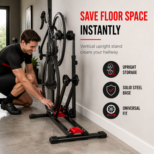 Foldable Bicycle Floor Parking Stand Double Pole U Shaped Bike Display Rack for Road and Mountain Bikes