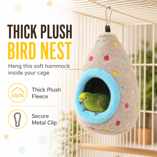 🐦LIMITED-TIME 50% OFF! ✨ Hanging Cotton Bird Nest Hammock – Double-Layer Fleece Warmth, Enclosed Oval Nesting Cave & Durable Metal Hook – Cozy Winter Hideout for Small Birds 🥚
