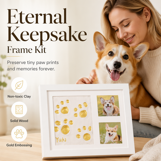 🐾 52% OFF! DIY keepsake set for pet paw prints – wooden frame, soft clay, and space for a photo – preserve a cherished memory forever 🖼️🐱