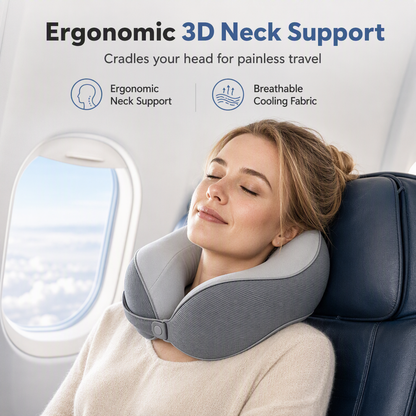 ⏳🔥LIMITED-TIME 58% OFF! ⏰Memory Foam U-Shaped Travel Neck Pillow with Ice Silk Cover and Magnetic Buckle for Portable Neck Support