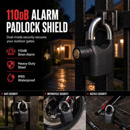 📢📢50% OFF !!!⏰70mm Aluminum Alloy Anti Theft Alarm Padlock Security Gate Lock for Warehouse Motorcycle and Bicycle with Batteries