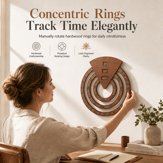 🎁New Arrivals 57% OFF💥 Circular Wooden Rotating Perpetual Calendar – Artistic, Interactive, Timeless ✨