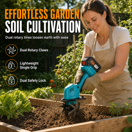 🌱 61% OFF! ⚡ Cordless Mini Tiller – 21V, portable & garden soil loosener ✨