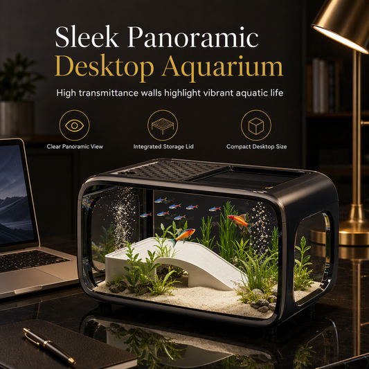 🐠 38% OFF! ✨ Transparent Panoramic Desktop Fish Tank – Crystal-Clear AS Material, Dual-Function Top Lid & Impact-Resistant Build – Modern Living Decor for Desk & Home 🏠