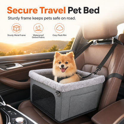🐶50% OFF! 🚗 Secure Travel Pet Bed – Heavy-duty metal frame, waterproof Oxford fabric, safety leash – protects your dog & seats. 🛡️