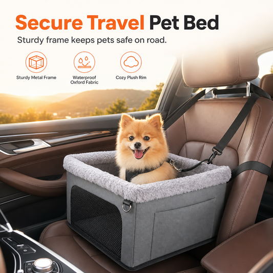🐶50% OFF! 🚗 Secure Travel Pet Bed – Heavy-duty metal frame, waterproof Oxford fabric, safety leash – protects your dog & seats. 🛡️