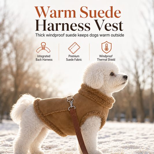 🎄LIMITED-TIME 50% OFF! 🐾 Cozy Suede Dog Harness Vest – Soft Warmth & Built-In Leash Rings for Chilly Walks ❄️❤️