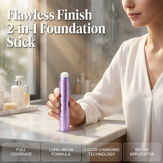 💄 2-in-1 Color Changing Foundation Stick | Skin Tone Matching Cream Foundation Stick for Flawless Makeup