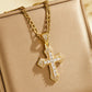 🎁New Arrivals 50% OFF💥Hip Hop Double Layer Baguette Rhinestone Cross Brass with Figaro Chain