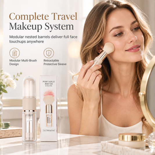 🎁2026 New Arrivals 50% OFF💥🖌️Portable Retractable Makeup Brush Set Multifunctional Travel Cosmetic Tool with Powder Blush and Silicone Lip Brush