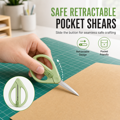🎁New Arrivals 50% OFF💥Portable Retractable Safety Scissors for Kids and Adults Multi-Purpose Handheld Scissors for DIY Paper Cutting and Package Opening