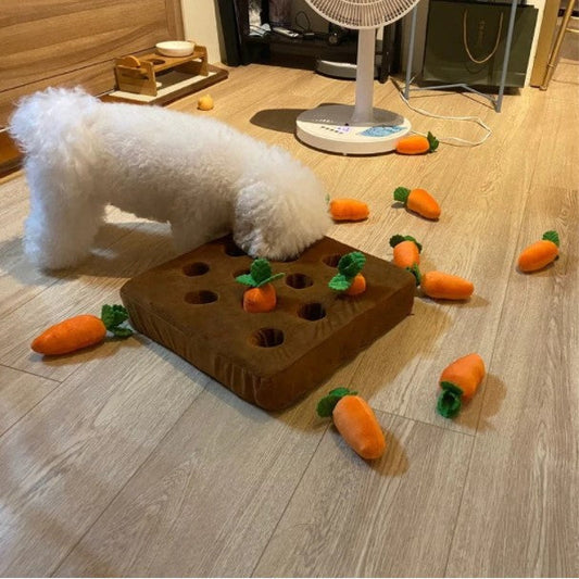🥕 Carrot Plush Dog Toy – Interactive Pull-Out Carrot Patch Mat for Playful Pups