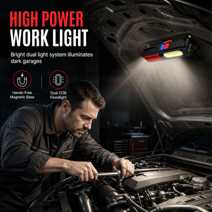 📢📢57% OFF !!!⏰Bright Rechargeable LED Work Light with Magnetic Base Portable Inspection Lamp for Car Repair and Night Market Lighting