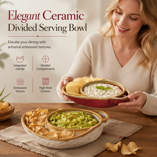 🖤Black Friday Hot Sale 50% OFF🍲Retro Ceramic Divided Baking Dish with Single Handle🍽️