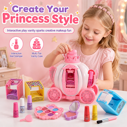 🎄LIMITED-TIME 53% OFF! ⏰Pink Kids Makeup Kit for Girls Childrens Cosmetics Toy Set with Makeup Box Birthday Gift for Little Princess